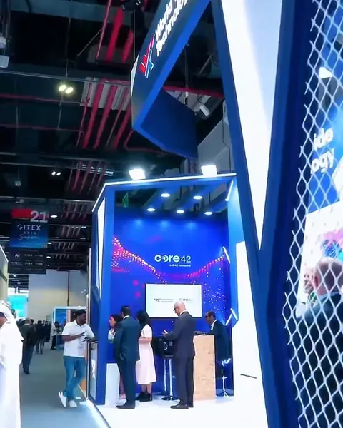 An exhibition booth filmed during an event